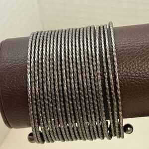 Vintage Dark Silver Tone Multi Strand Braided Open Cuff Bracelet Bohemian Style